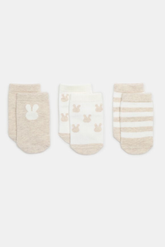 Bunny Sock 3 Pack  Oat Marle  hi-res