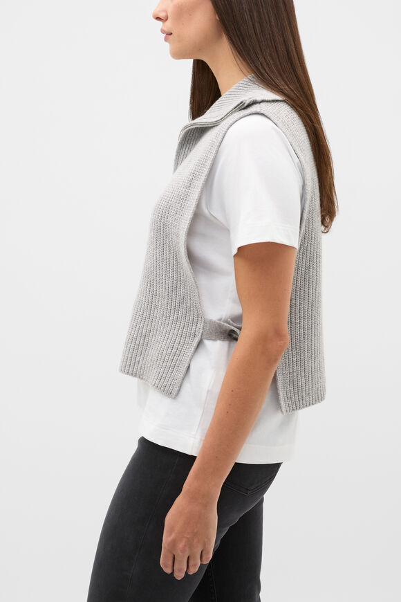 Rib Knit Collar Bib  Pale Slate Marle  hi-res