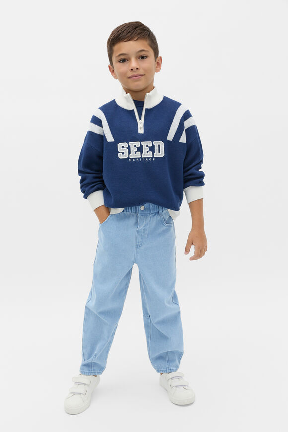 Quarter Zip Logo Knit  French Navy  hi-res