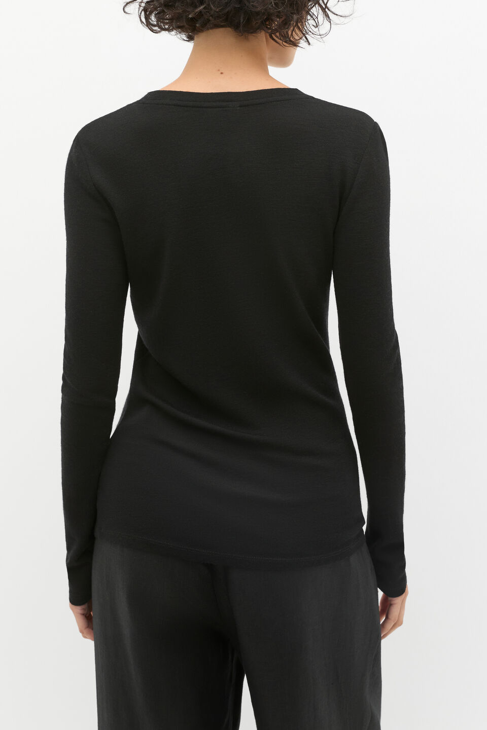 Australian Merino Crew Neck Top  Black