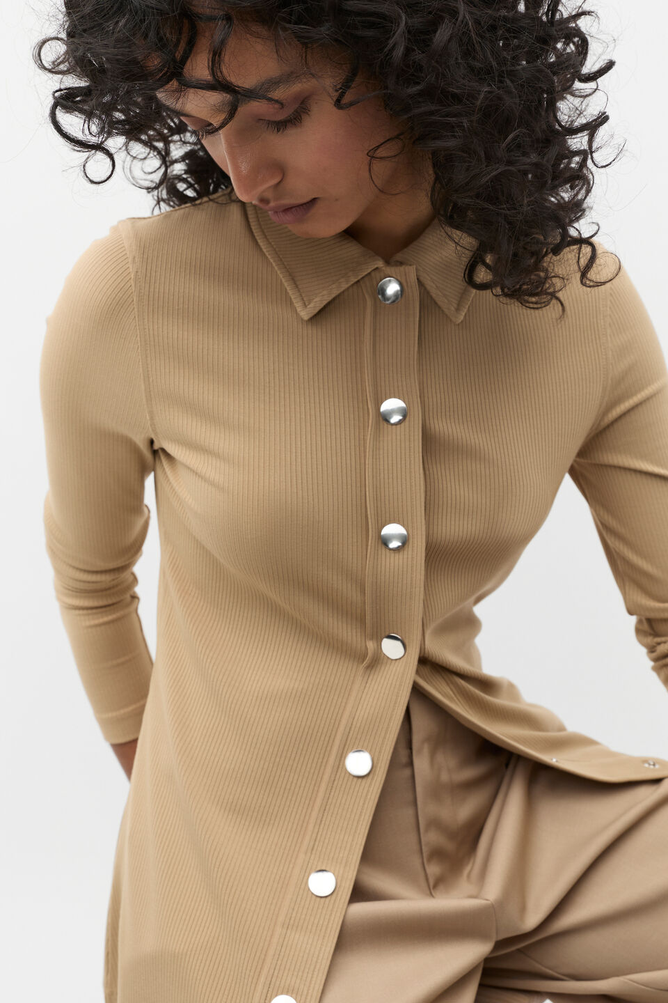 Placket Detail Polo Top  Rye