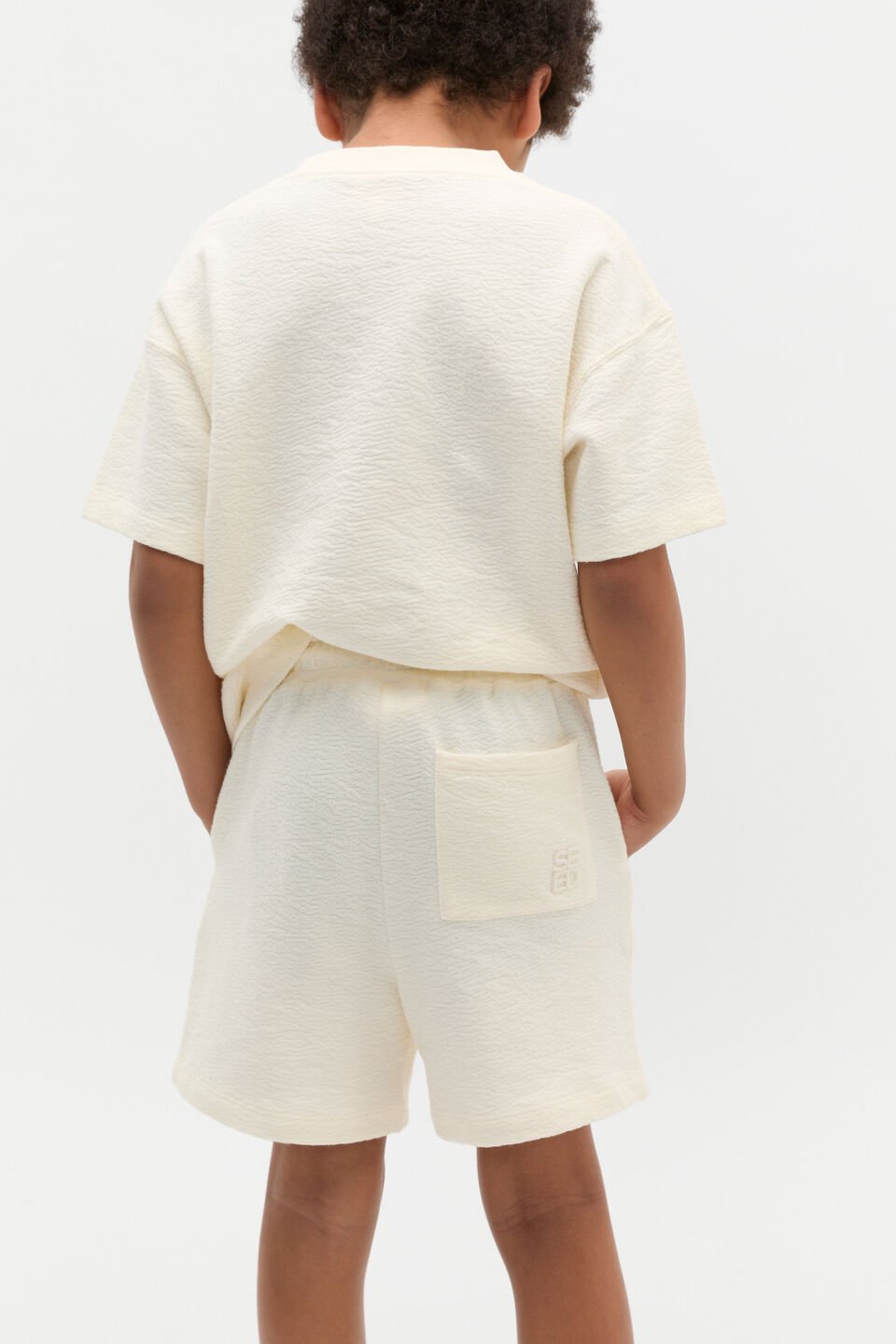 Textured Track Short  Vintage Cream