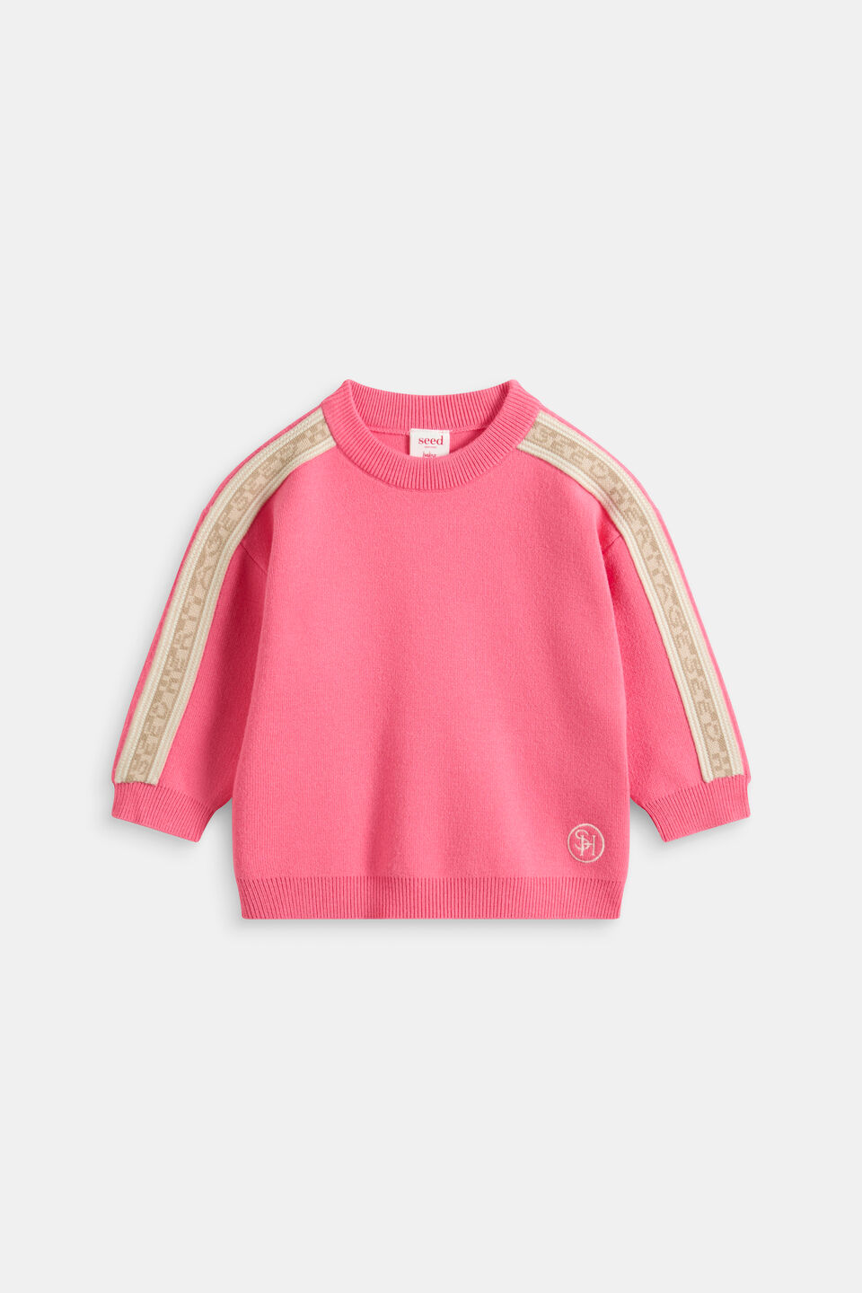MD Side Stripe Knit Sweater  Bubblegum Pink