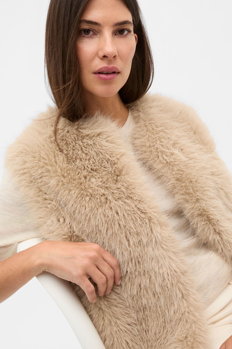 Faux Fur Gilet  Sandstone