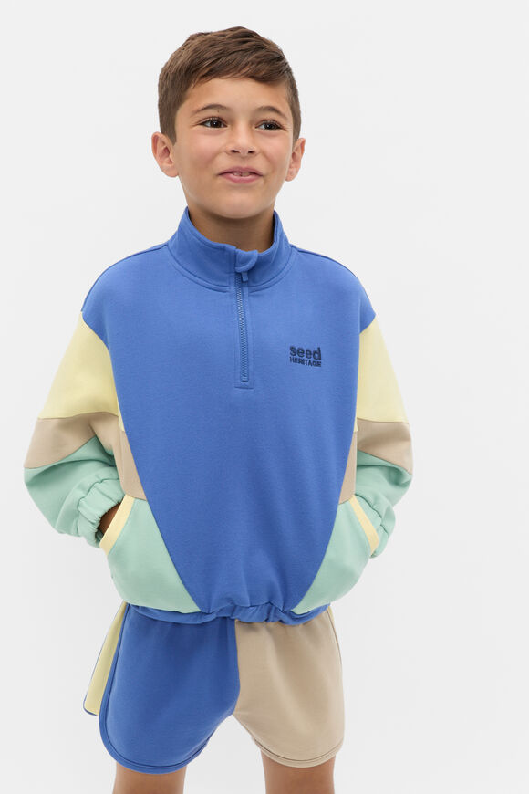 Colourblock Zip Through Sweat  Multi  hi-res