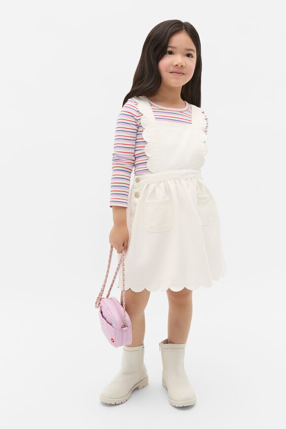 Scallop Denim Pinafore  Classic Cream  hi-res