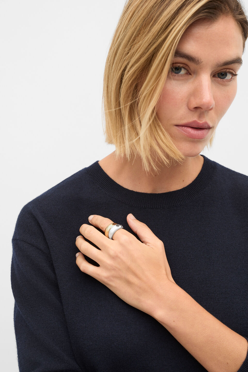 Mixed Metals Ring Set  Gold Silver