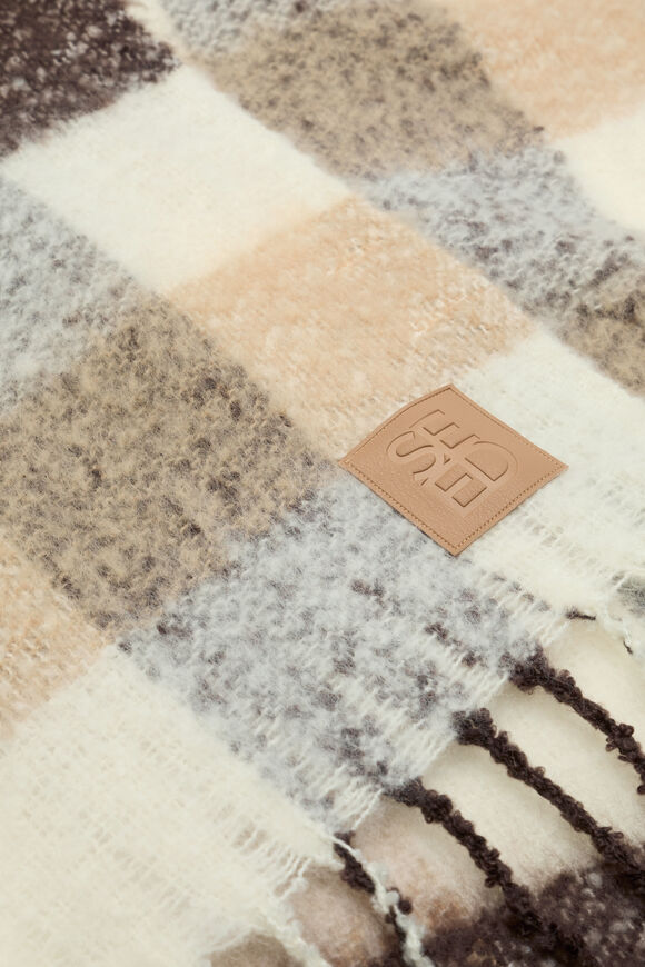 Check Textured Scarf  Sandstone Marle  hi-res