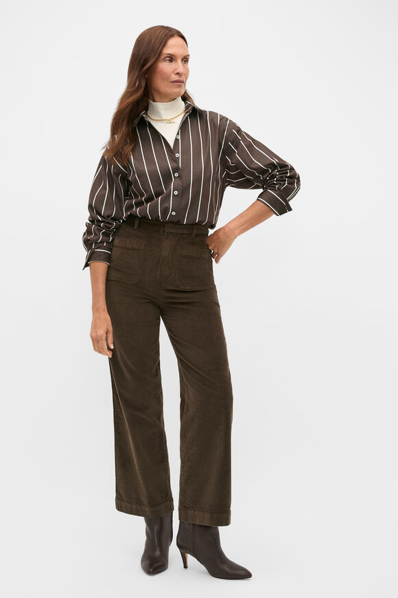 Stripe Cotton Oversized Shirt  Coffee Bean Stripe  hi-res