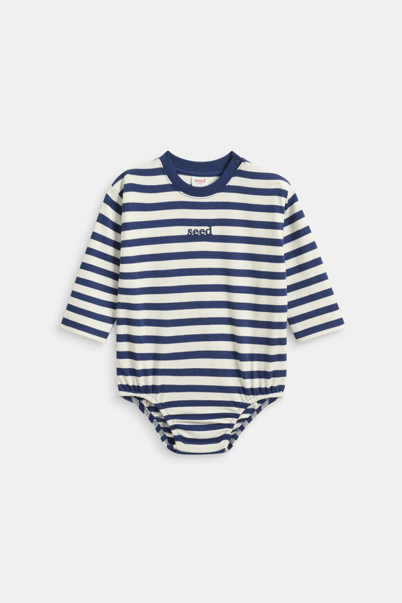 Core Stripe Rugby Bodysuit  French Navy  hi-res