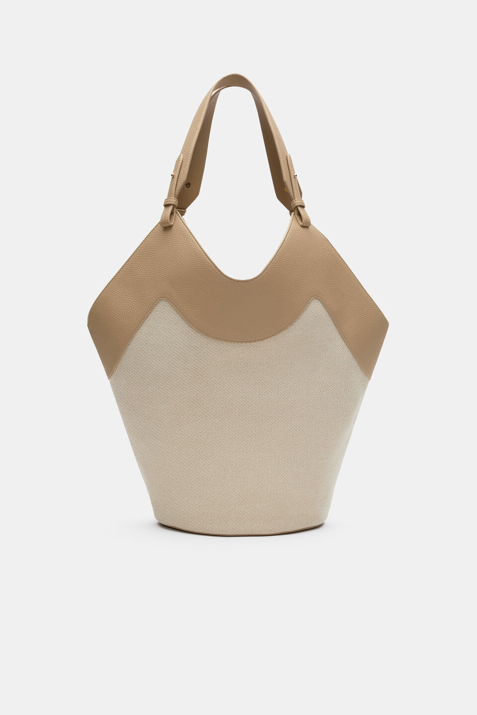 Two Tone Gathered Tote  Sandstone
