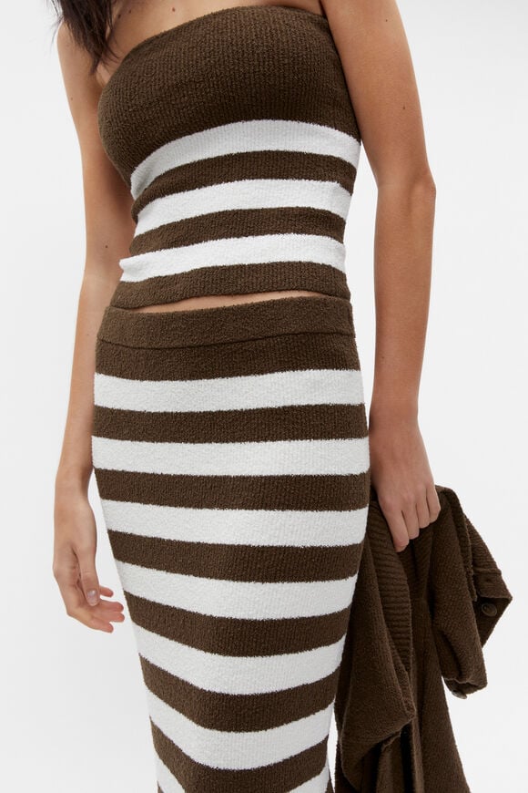Boucle Stripe Knit Skirt  Dark Praline Stripe  hi-res