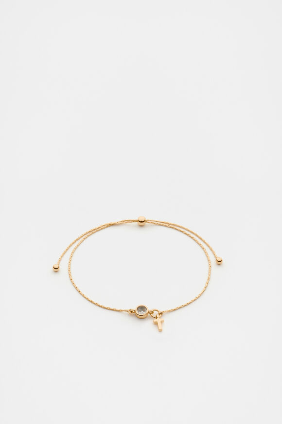 Stone Drop Initial Bracelet  T  hi-res