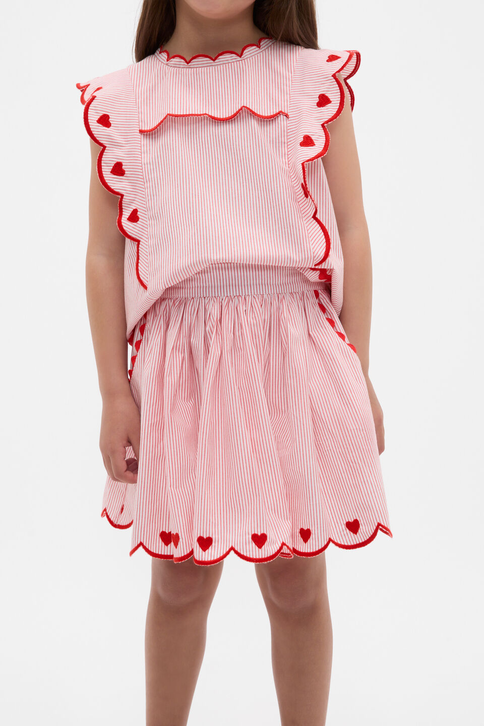 Scallop Stripe Skirt  Strawberry Red