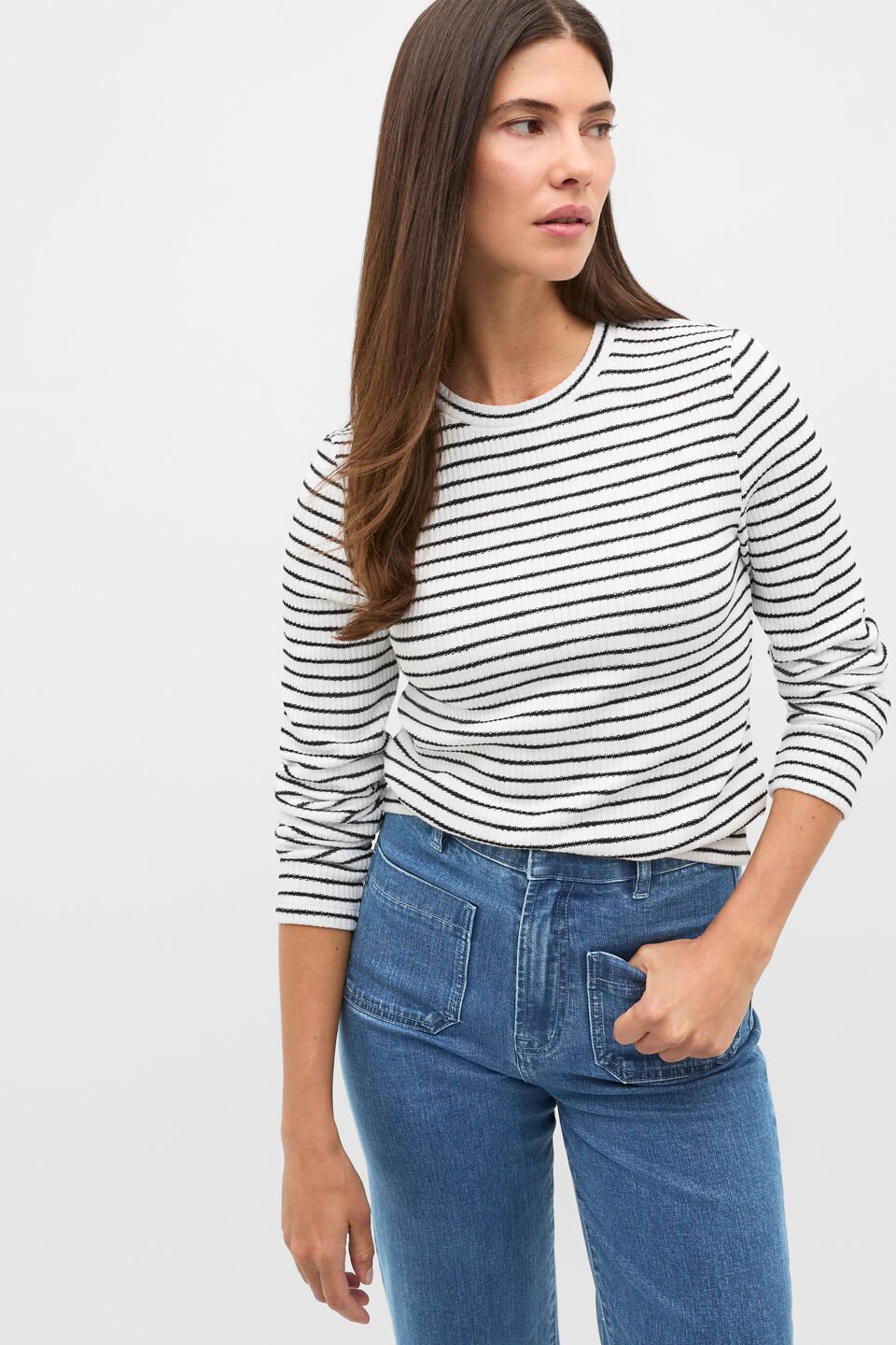 Self Stripe Textured Top  Mono Stripe