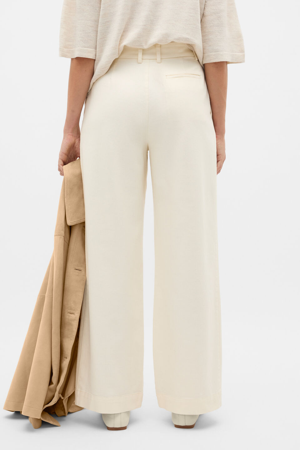 Soft Denim Pleat Pant  Coconut Cream