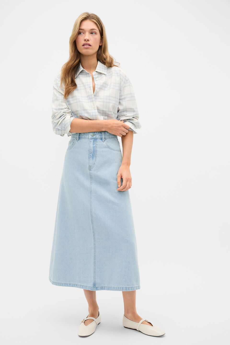 Cotton Check Shirt  Pale Slate Check