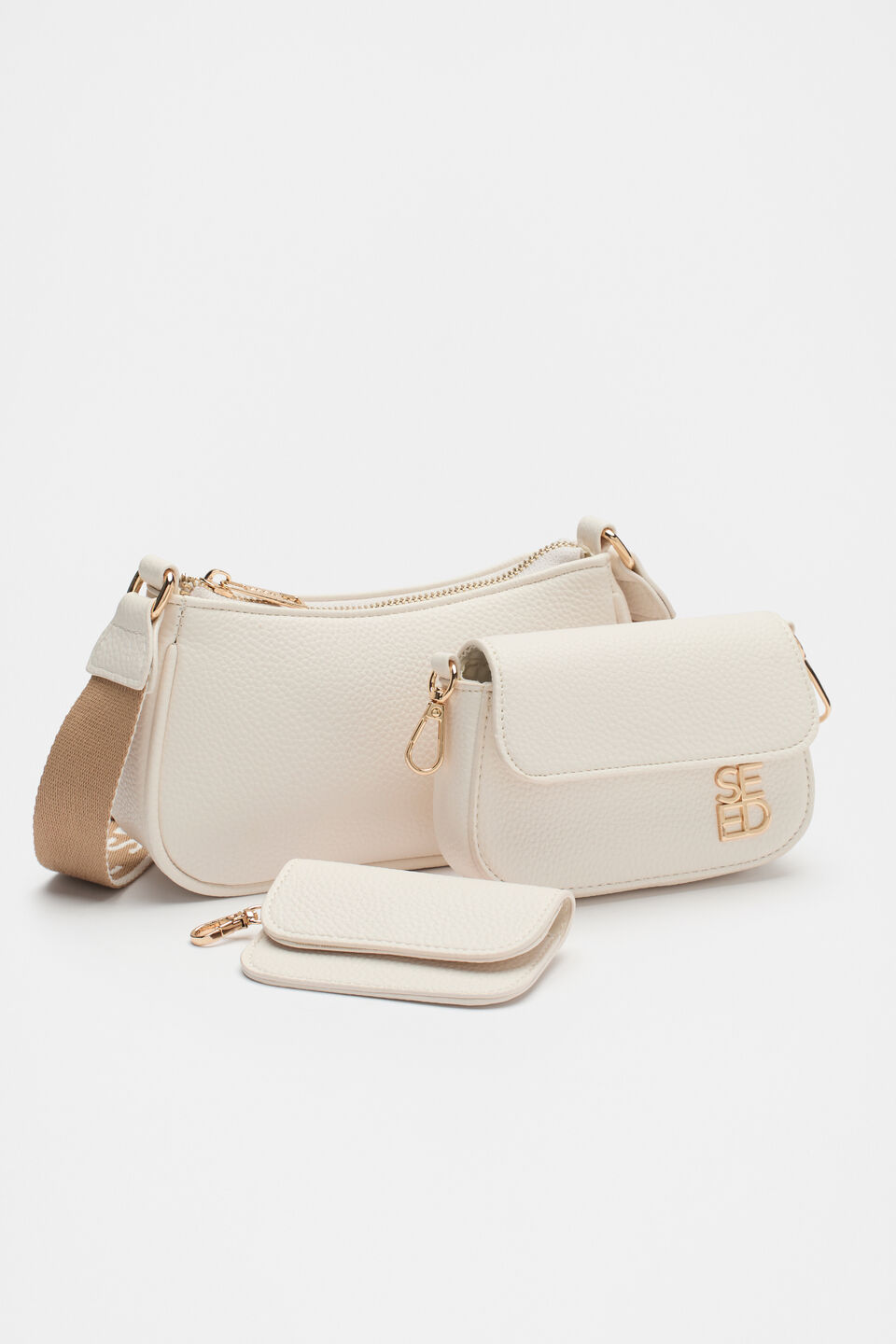Twin Cross Body Bag  Light Cream