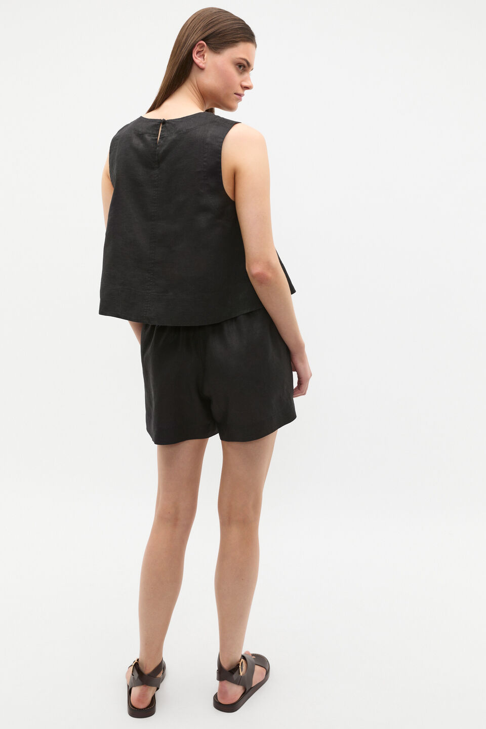 Core Linen Shell Top  Black
