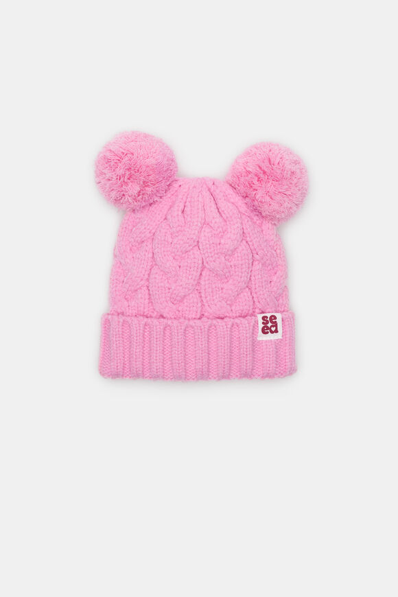 Mini Cable Knit Beanie  Candy Pink  hi-res