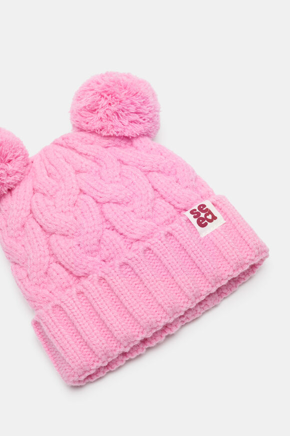 Mini Cable Knit Beanie  Candy Pink  hi-res