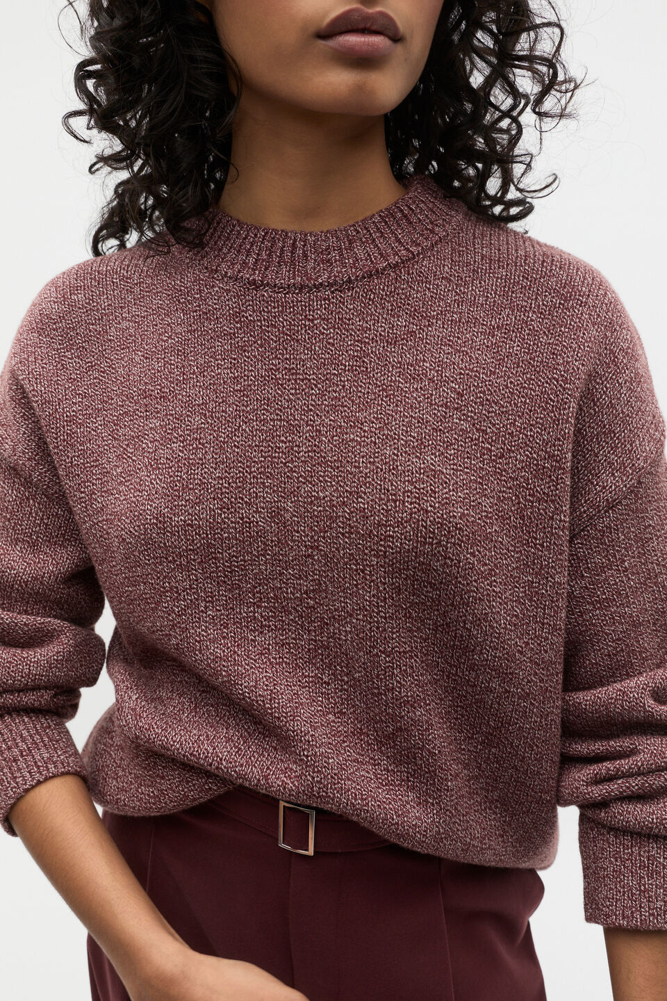 Slouch Crew Neck Twist Knit  Merlot Twist
