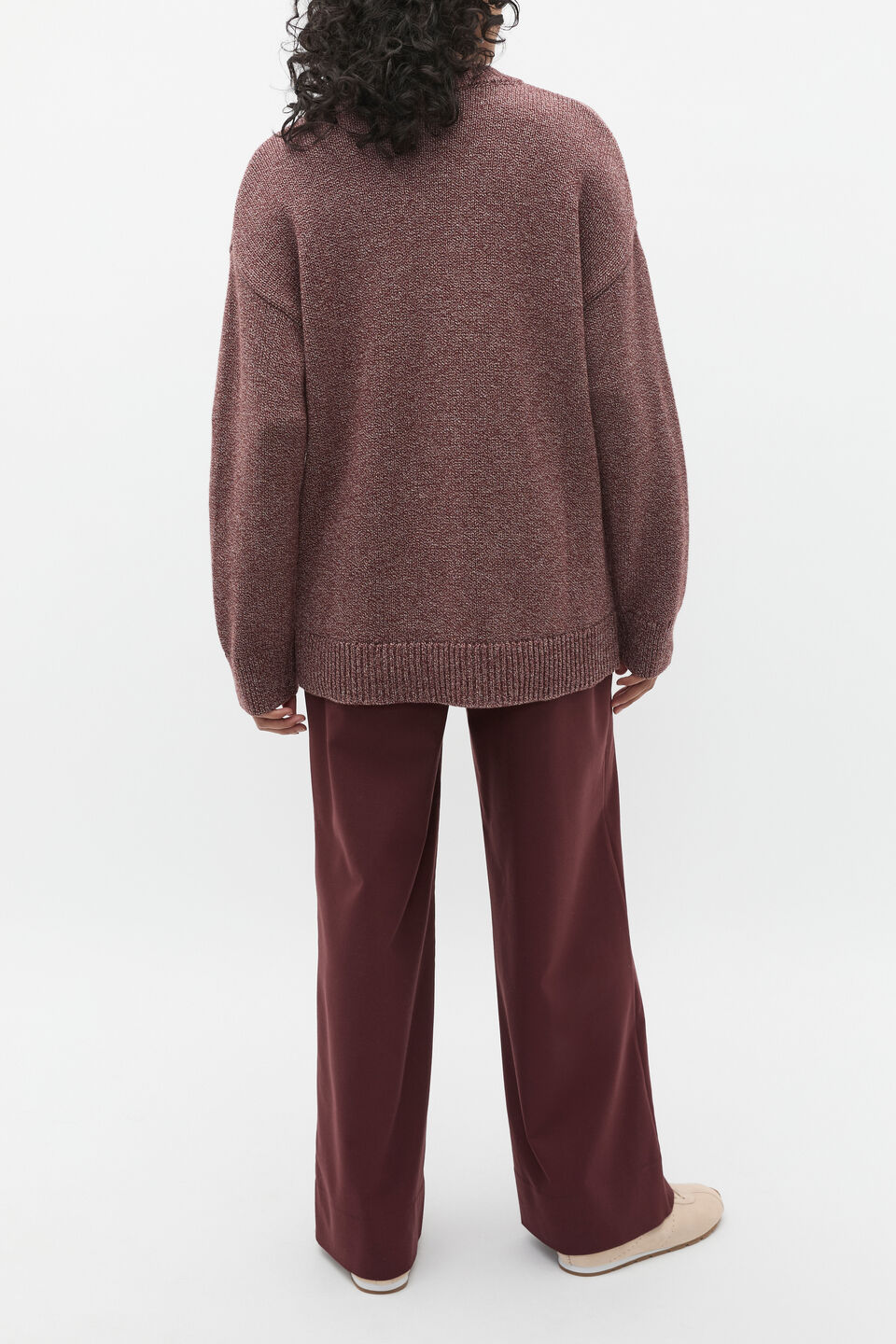 Slouch Crew Neck Twist Knit  Merlot Twist
