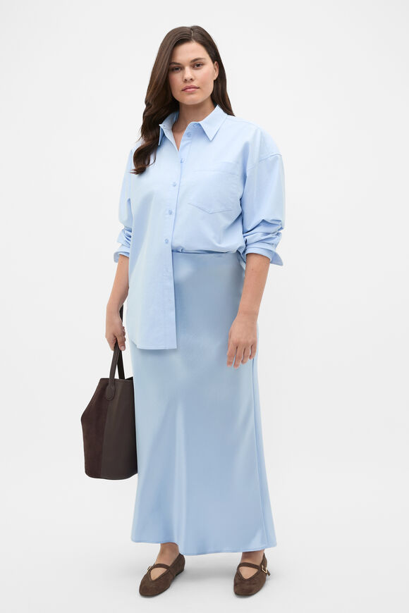 Satin Maxi Bias Skirt  Arctic Blue  hi-res