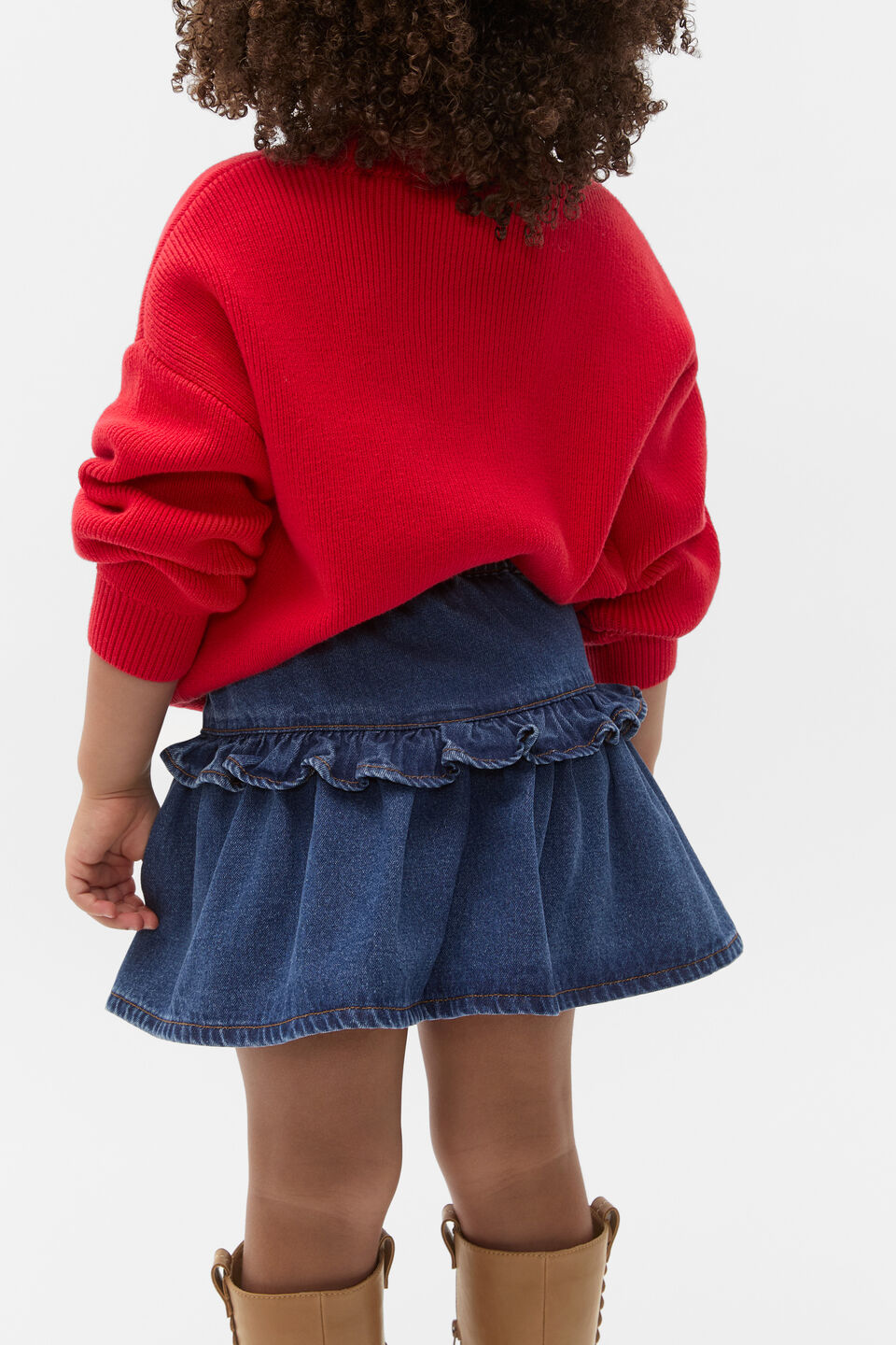 Ruffle Denim Skirt  Indigo