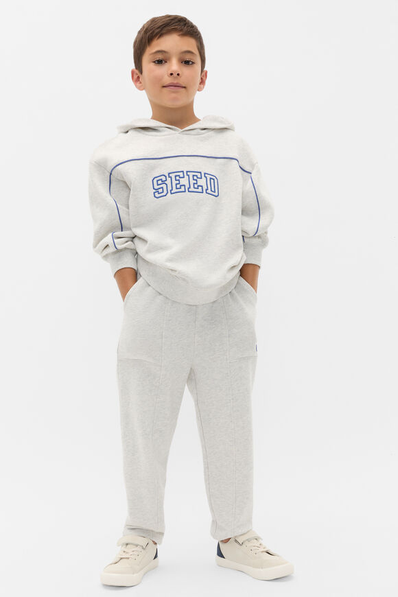 Piping Detail Hoodie  Light Grey Marle  hi-res