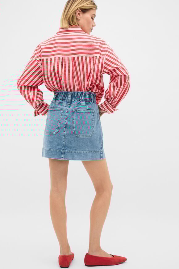 Denim Paperbag Mini Skirt  Mist Blue Wash  hi-res