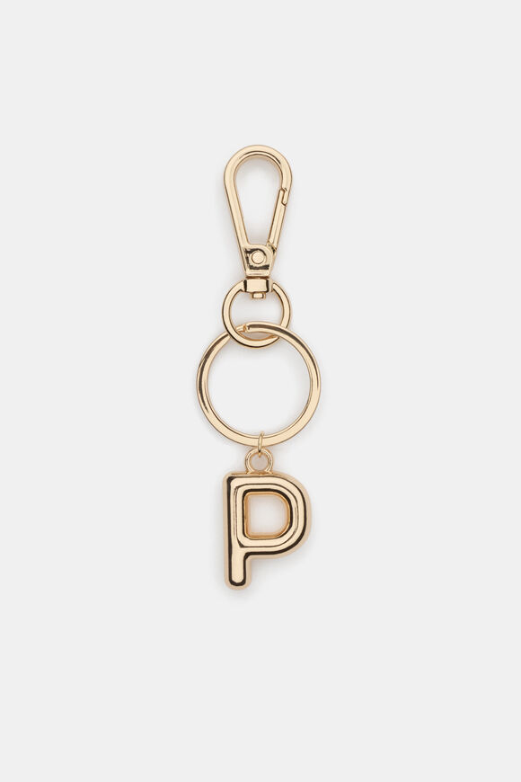 Gold Initial Keyring  P  hi-res