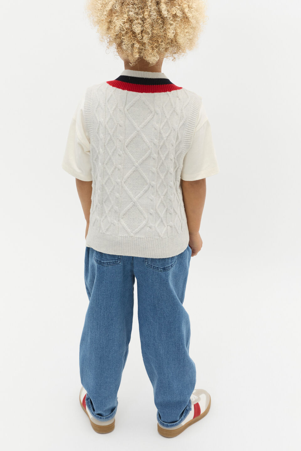 Cable Vest  Light Grey Marle