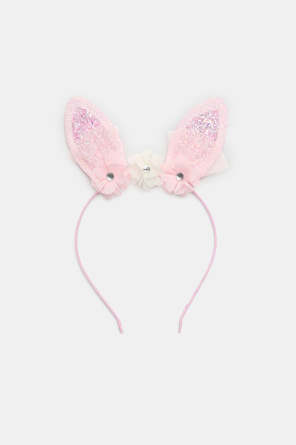 Glitter Bunny Ears Headband  Pink Lemonade  hi-res