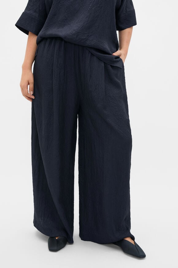Textured Satin Gathered Pant  Twilight Blue  hi-res
