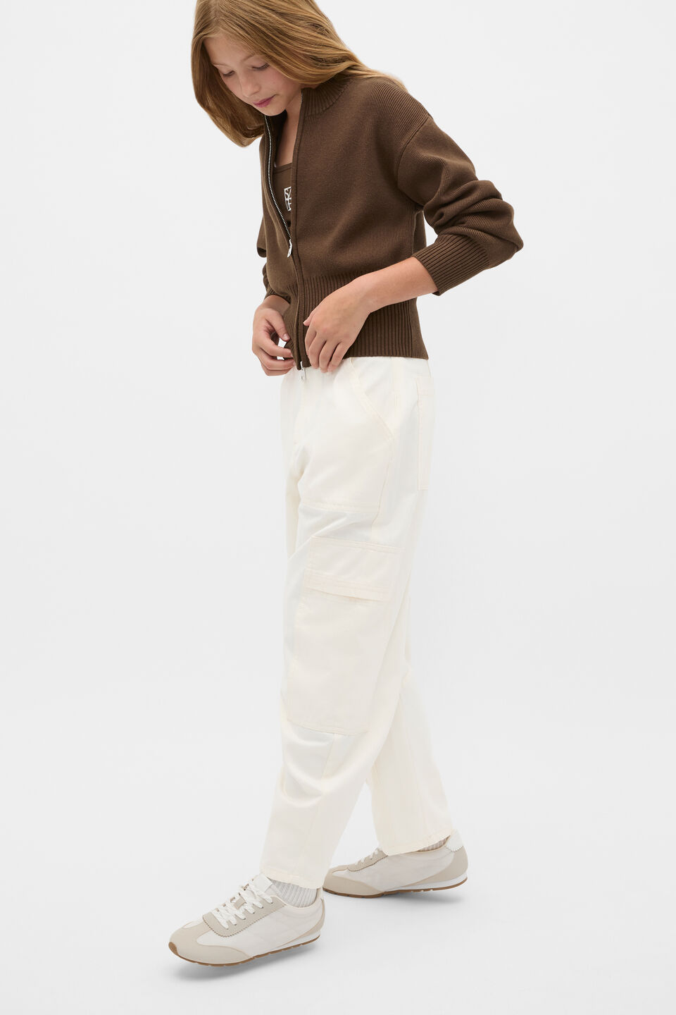 Zip Through Knit Cardigan  Chocolate