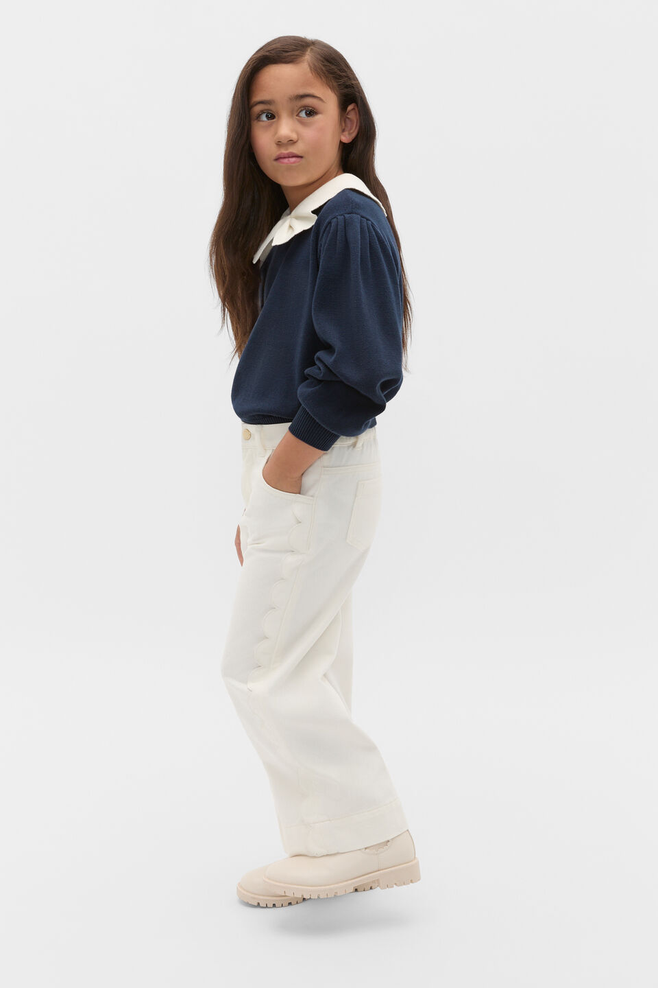 Bow Knit Sweater  New Navy