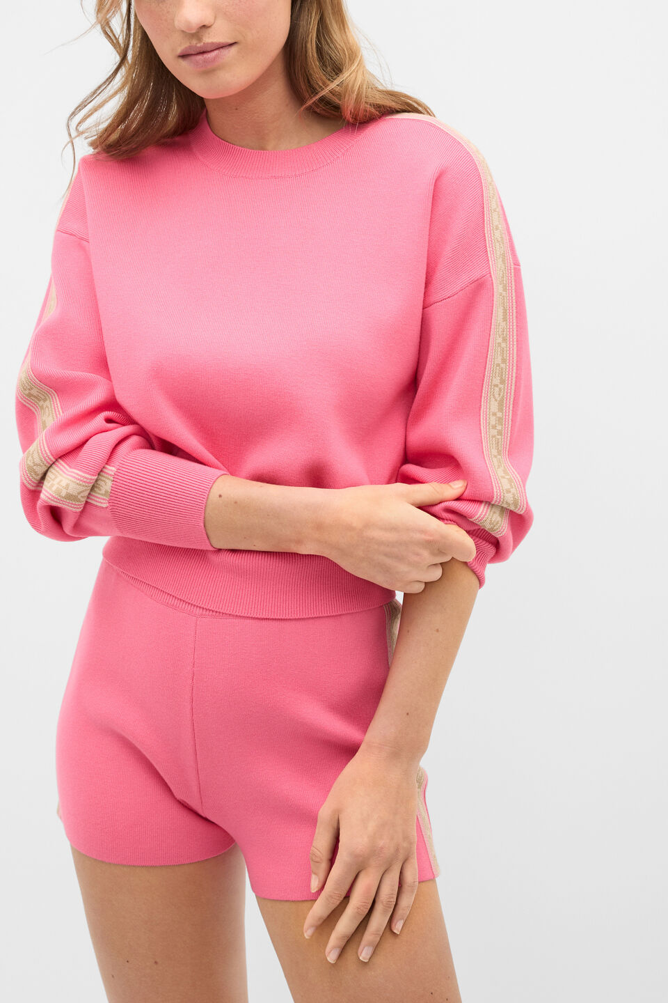 MD Contrast Tape Knit  Bubblegum Pink