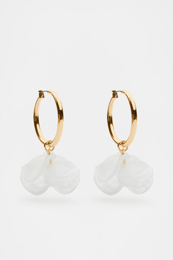 Resin Petal Earring  White  hi-res