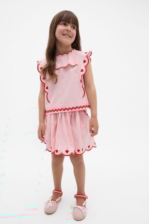 Scallop Stripe Skirt  Strawberry Red  hi-res