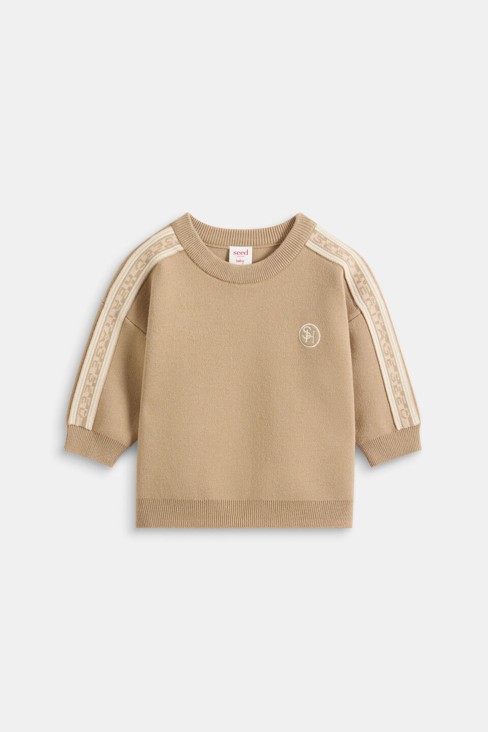 MD Side Stripe Knit Sweater  Sandstone