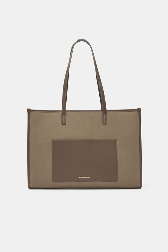 Leather Detail Carry All Tote  Cocoa  hi-res