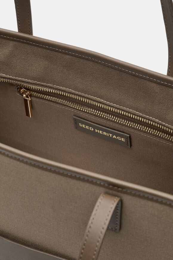 Leather Detail Carry All Tote  Cocoa  hi-res