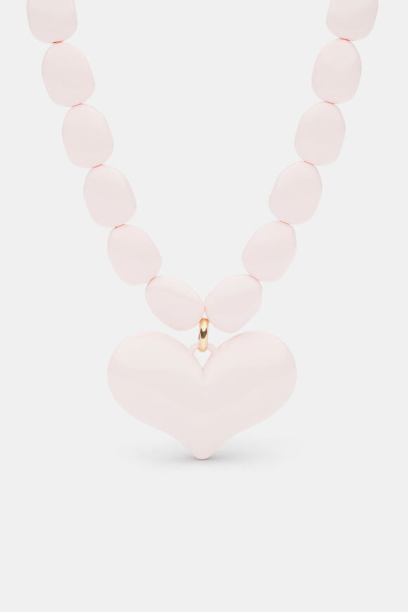 Beaded Heart Necklace  Pale Blossom  hi-res