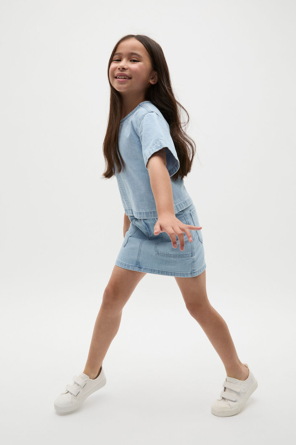 Pocket Denim Skirt  Light Wash