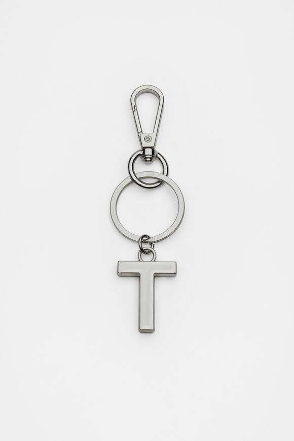 Silver Initials Keyring  T  hi-res