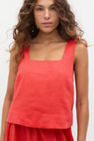 Square Neck Linen Shell Top  Electric Crimson  hi-res
