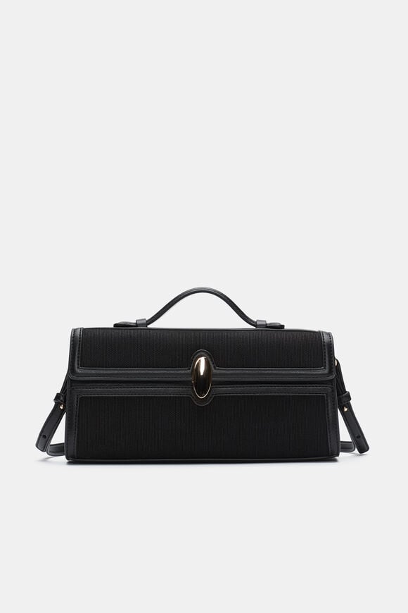 Textured Fabric Clutch  Black  hi-res