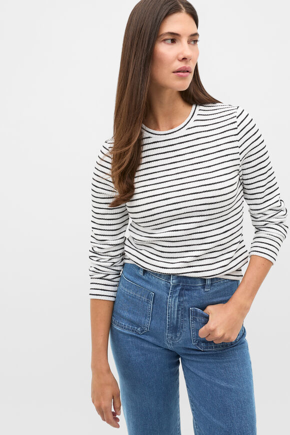 Self Stripe Textured Top  Mono Stripe  hi-res