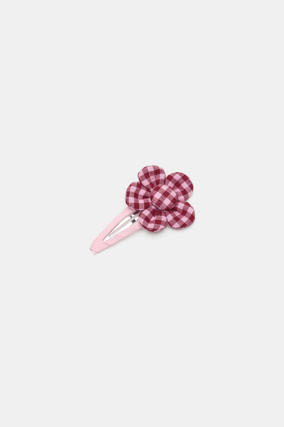 Gingham Flower Snap  Dark Cherry  hi-res